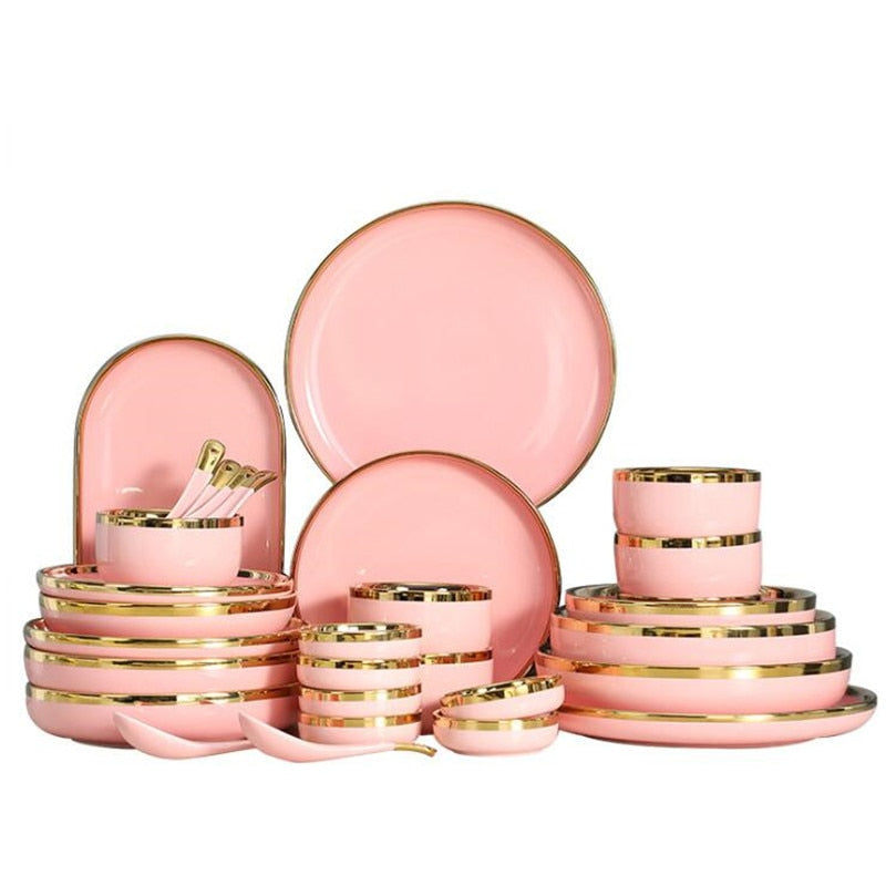 Pink with Golden Rim Tableware