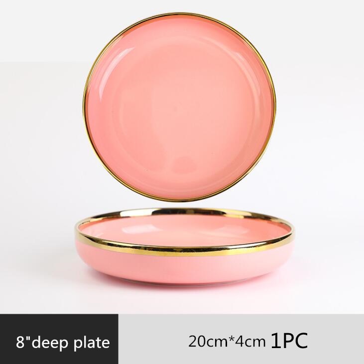 Pink with Golden Rim Tableware