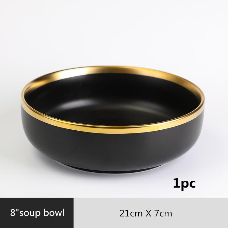 Black with Golden Rim Tableware