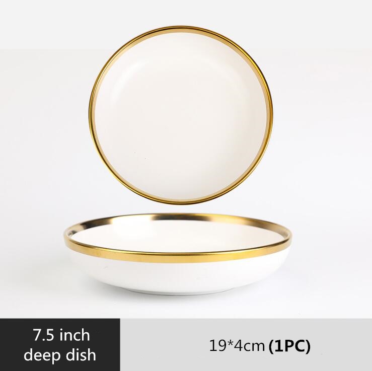 White with Golden Rim Tableware Set