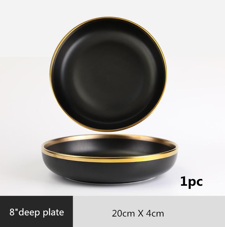 Black with Golden Rim Tableware