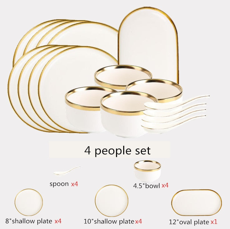 White with Golden Rim Tableware Set