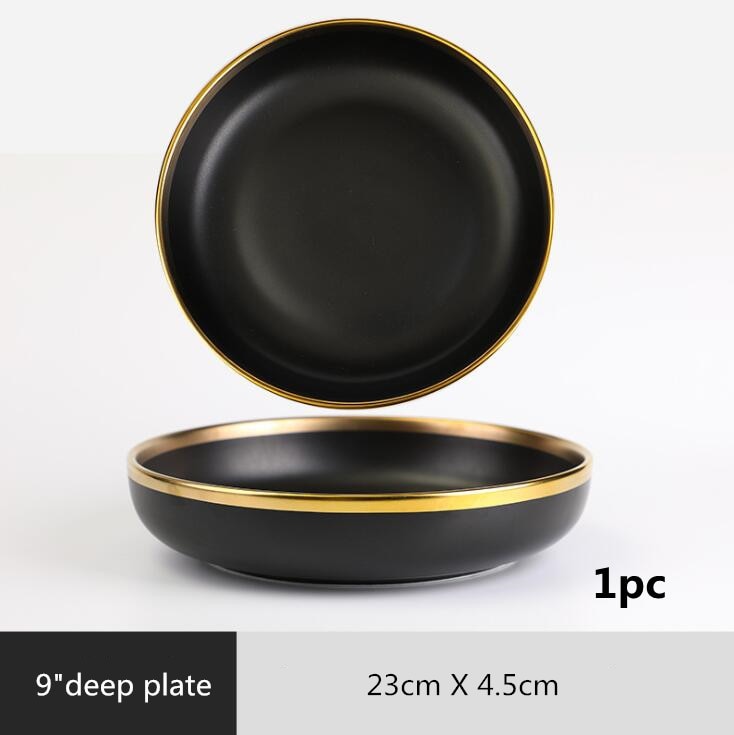 Black with Golden Rim Tableware