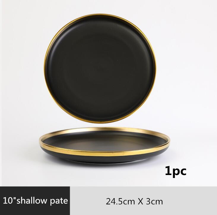 Black with Golden Rim Tableware