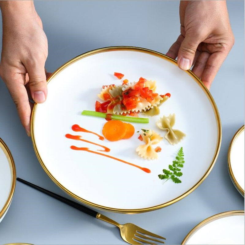 White with Golden Rim Tableware Set