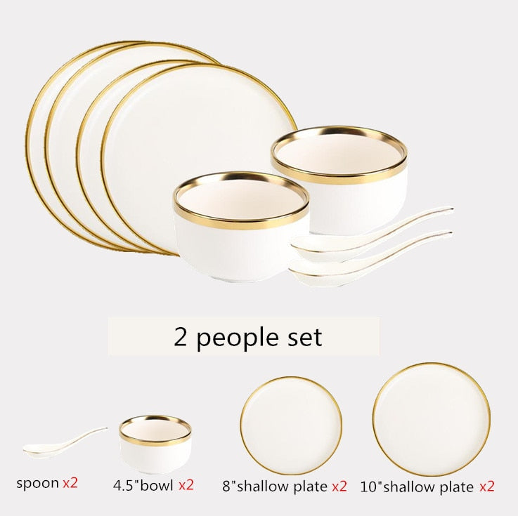 White with Golden Rim Tableware Set