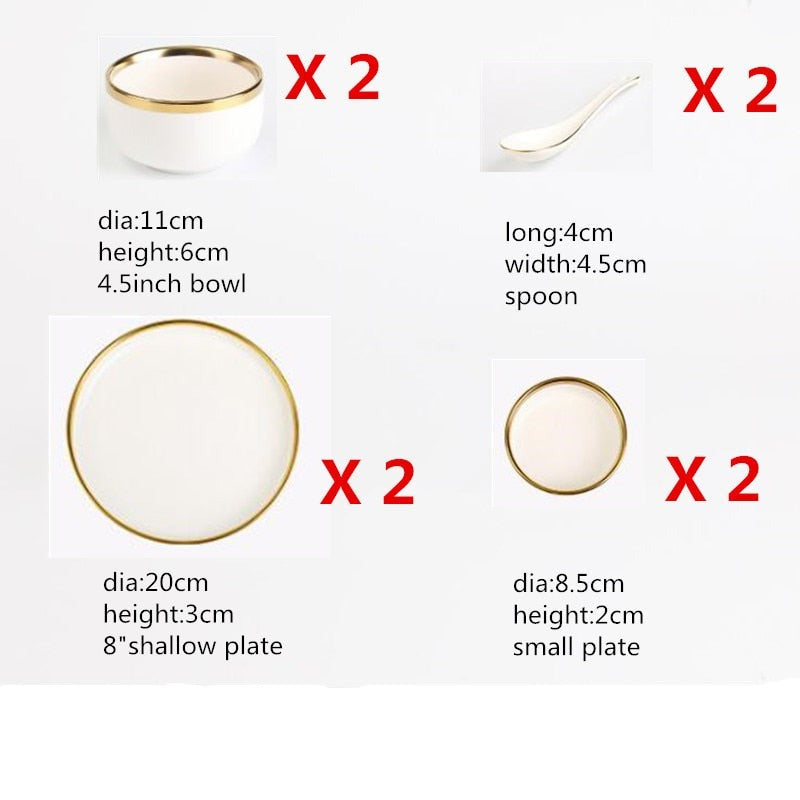 White with Golden Rim Tableware Set