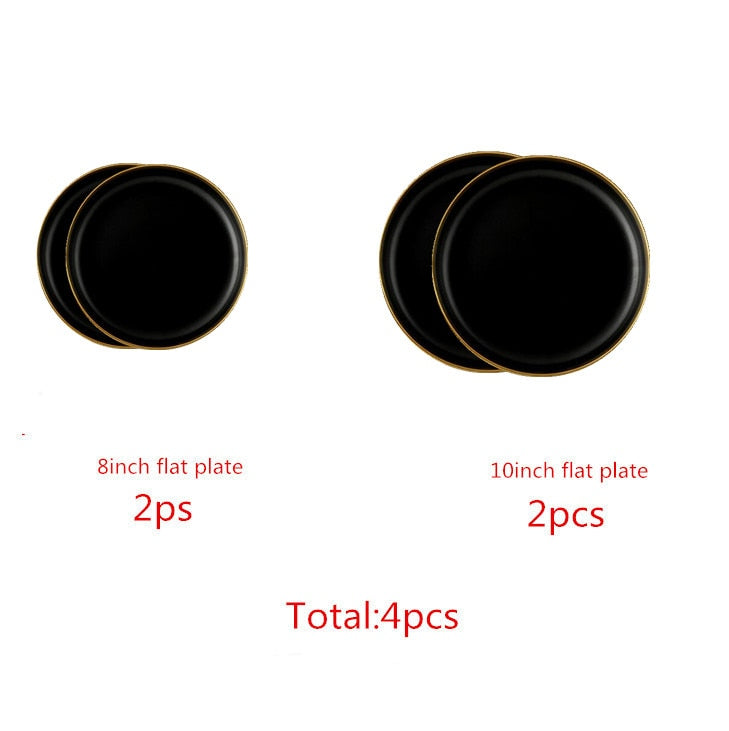 Black with Golden Rim Tableware