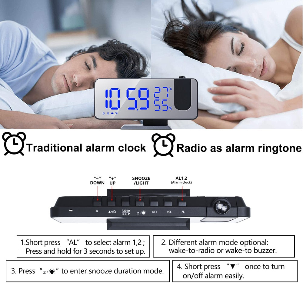 LED Projection Alarm Clock