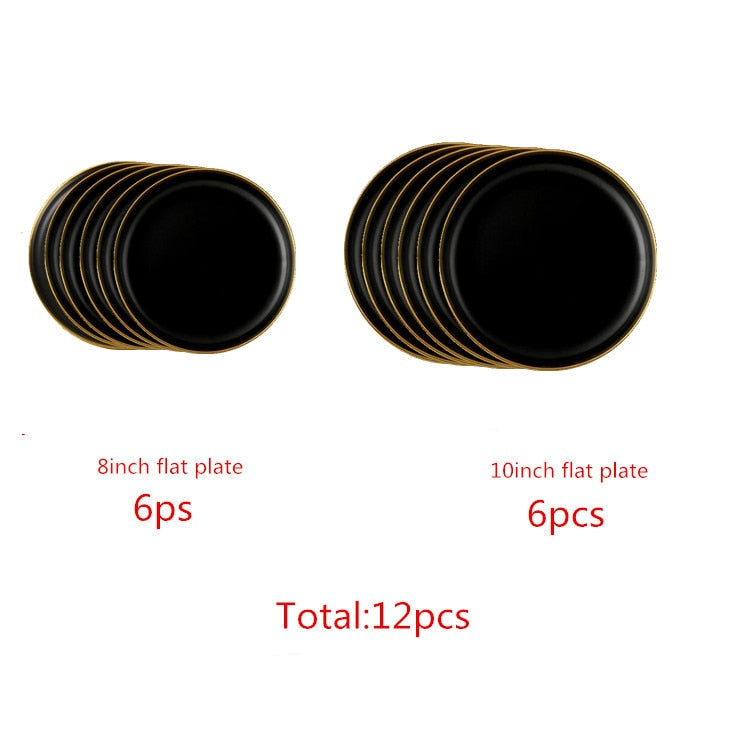 Black with Golden Rim Tableware