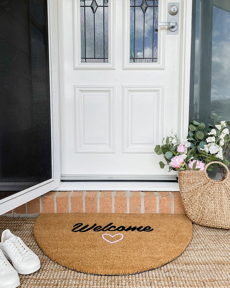 Welcome with Love Semi-Circle Doormat Embossed