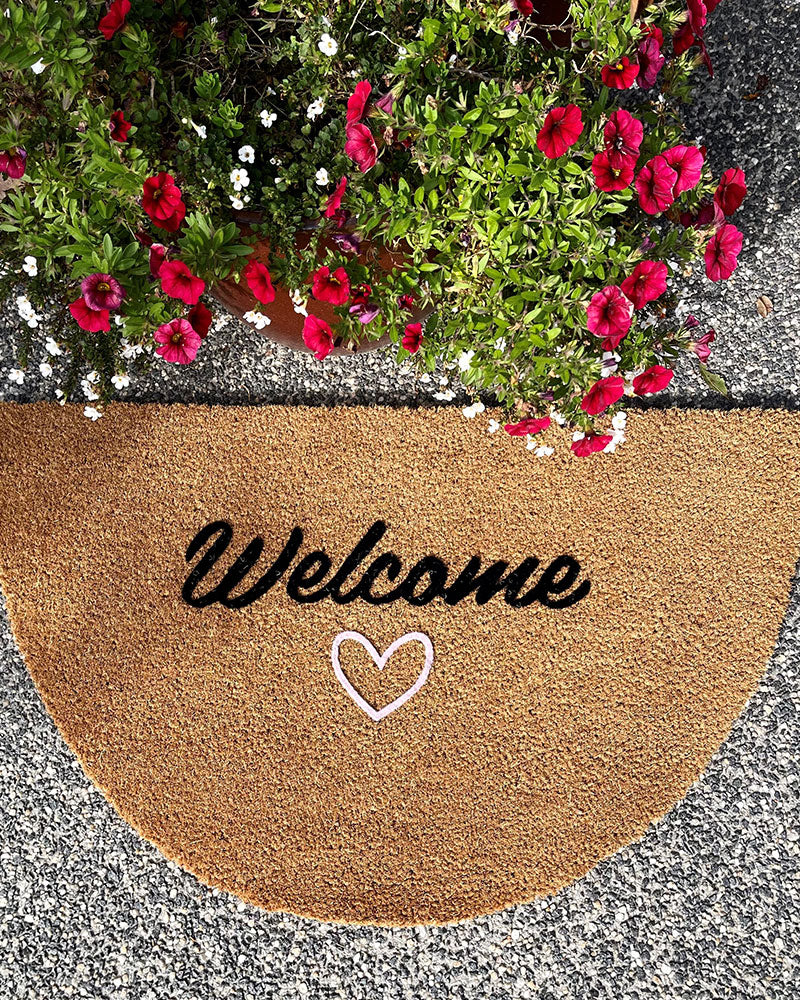 Welcome with Love Semi-Circle Doormat Embossed