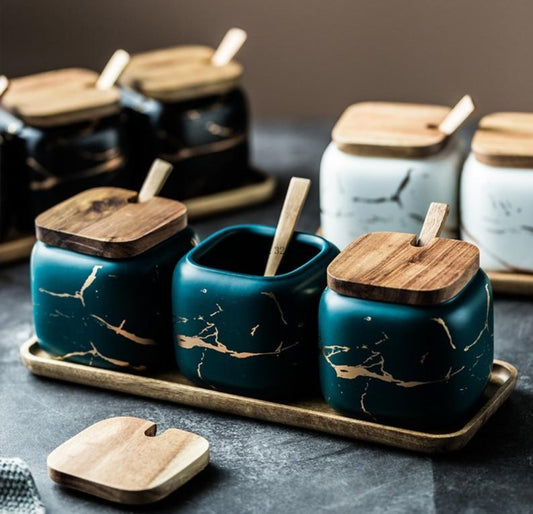 Marble Ceramic Seasoning Jars