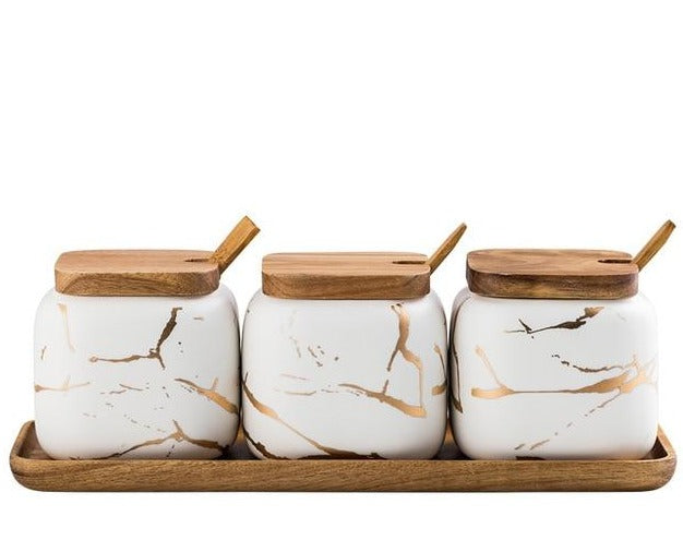 Marble Ceramic Seasoning Jars