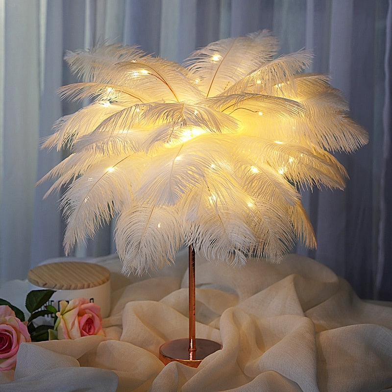 DIY Feather Table Lamp